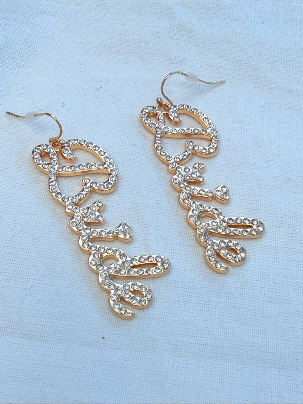 Crystal Script Drop Earrings - BRIDE Earrings